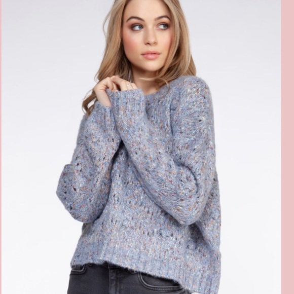 Dex Oversized S/M Confetti Textured Open Stitch Crewneck Pullover Casual Sweater - Picture 1 of 5